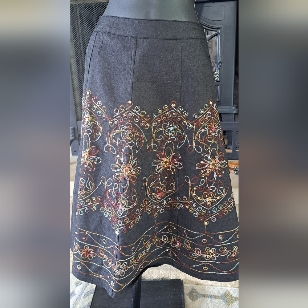 Hazel Festival Women's S Embroidered Festival Boho Skirt Multicolor Lined